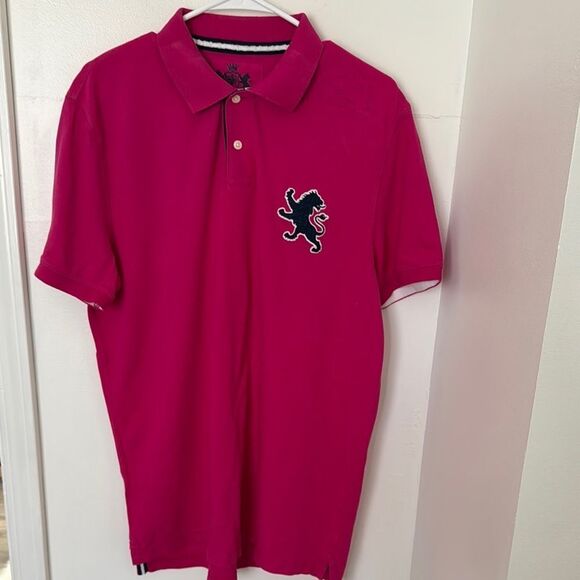 Express Pink Polo Shirt with Navy Trim - Picture 2 of 8